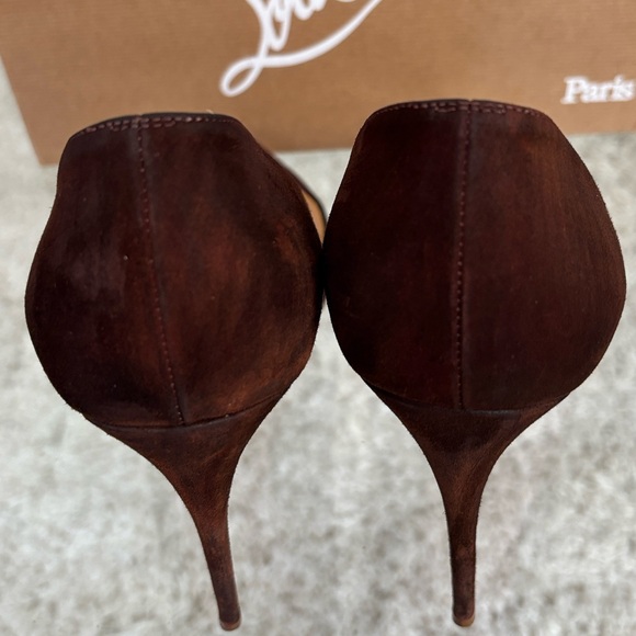 Authentic Christian Louboutin Pigalle Follies Women Brown Suede Stiletto Heels - Picture 8 of 16